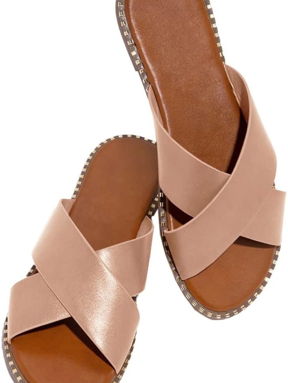 JeimPoey Women’s Cross-Band Slide Sandals in Blush